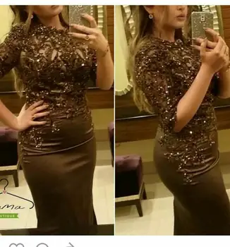 

2018 Fashion vestido de noiva Appliqued Beaded Half Sleeve Mermaid Floor Length Evening party gowns Mother of the Bride Dresses