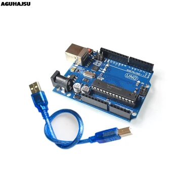 

high quality One set UNO R3 Official Box ATMEGA16U2+MEGA328P Chip For Arduino UNO R3 Development board + USB CABLE