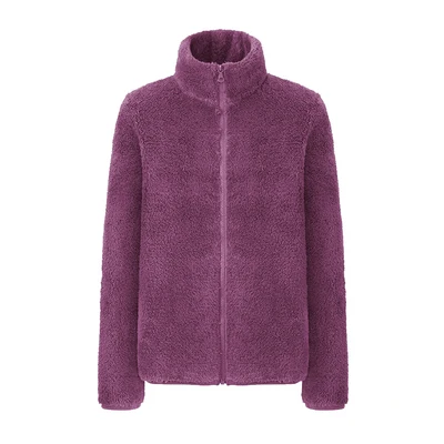 Purple Lovirs уличное плюшевое пальто на молнии, женское флисовое пальто, куртка с воротником, мягкая оболочка, куртки, подкладка, теплая зимняя плюшевая куртка - Цвет: Purple