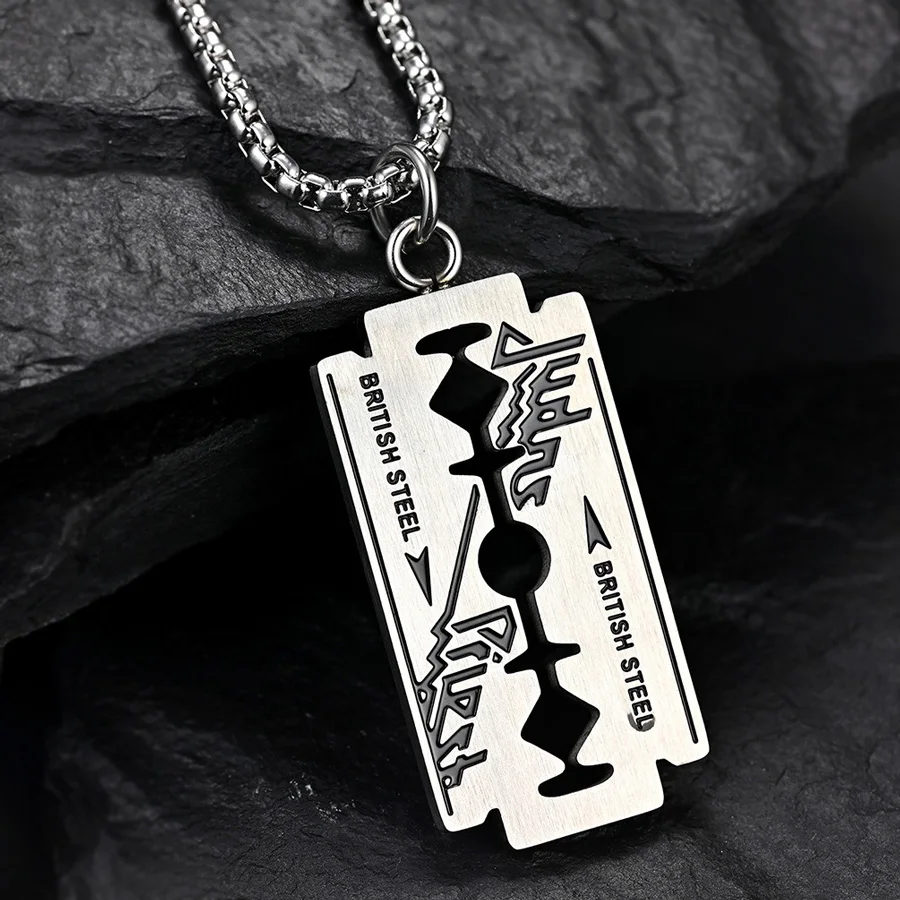 Music Band Judas Priest Necklace Razor Blade Shape Pendant Fashion Link  Chain Shaver Necklace Friendship Gift Jewelry Accessorie - Necklace -  AliExpress