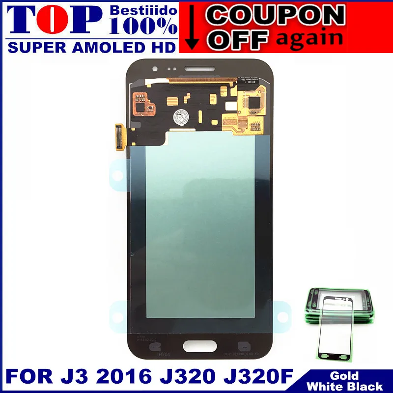 Супер AMOLED lcd для samsung Galaxy J3 J320 J320F J320H J320M J320FN lcd s дисплей с кодирующий преобразователь сенсорного экрана в сборе