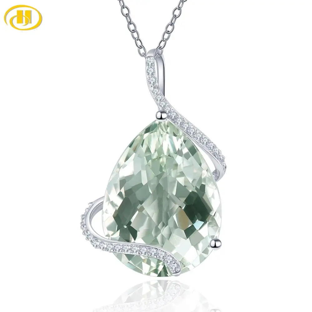Hutang 15 1ct Подвеска из серебра 925 пробы с зеленым аметистом Prasiolite натуральный
