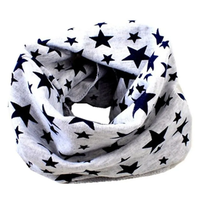 Зимний шарф для маленьких девочек, хлопковый нагрудник для новорожденных, с принтом звезд, для детей, для мальчиков, с воротником, Осенний детский шарф, детский шарф, бандана - Color: star grey