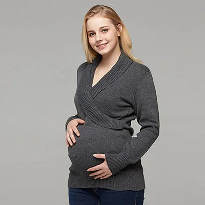 Женский зимний Повседневный вязаный свитер с длинными рукавами для беременных, одежда для грудного вскармливания, пуловеры для беременных - Цвет: pic