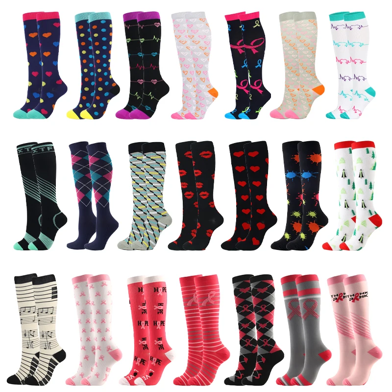 Men's And Women's Fun Compression Socks, Nursing Sports Stockings, Breathable Knee Socks, Suitable For Edema And Varicose Veins