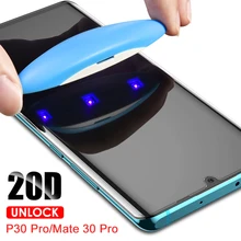 Защита для экрана с УФ-клеем для Huawei Mate 30 20 Pro, закаленное стекло, полное покрытие для Mate 20 Pro P30 Lite, УФ-стекло для P20 P30 Pro