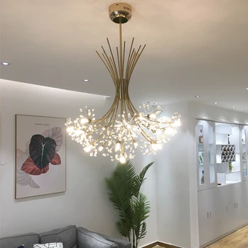 

Luxury LED Chandeliers Art deco Gold Chandelier Pendant For Living room Kitchen Post Modern Bedroom Crystal Lighting lampadario