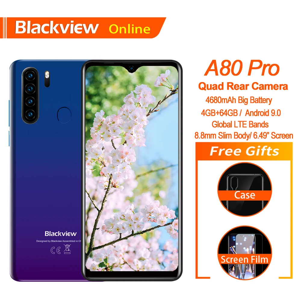 Blackview A80 Pro Quad сзади Камера смартфон 6 49 ''в виде капли воды 4 Гб + 64 Восьмиядерный