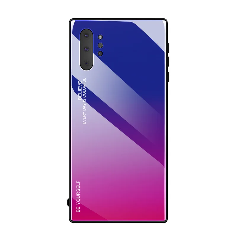 Purple red gradient Чехол для samsung Galaxy Note 10 Pro с градиентным закаленным стеклом, чехол для Galaxy Note 8 9, чехлы для телефонов, Защитные Чехлы - Цвет: Purple red gradient