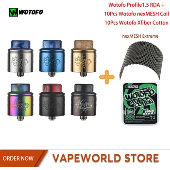 

Original Wotofo Profile 1.5 RDA Atomizer Vape Tank Vaporizer 510 Atomizer E Cig With 10Pcs Cotton nexMESH Coil VS Profile RDA