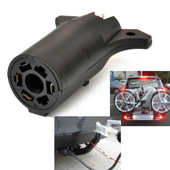 

DC 12V RV 7 Way Round to 4 Pin Flat Trailer Light Adapter Plug Connector Boat Black NEW