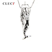 CLUCI Подвеска из стерлингового серебра 925 пробы для женщин ожерелье Ювелирное Украшение Серебро 925 жемчужное крепление Подвески женские ювелирные изделия