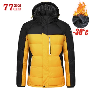 

Winter Jacket Men New Casual Thick Warm Waterproof Hooded Jacket Paraks Male Outwear Windproof Patchwork Pockets Jackets Coat