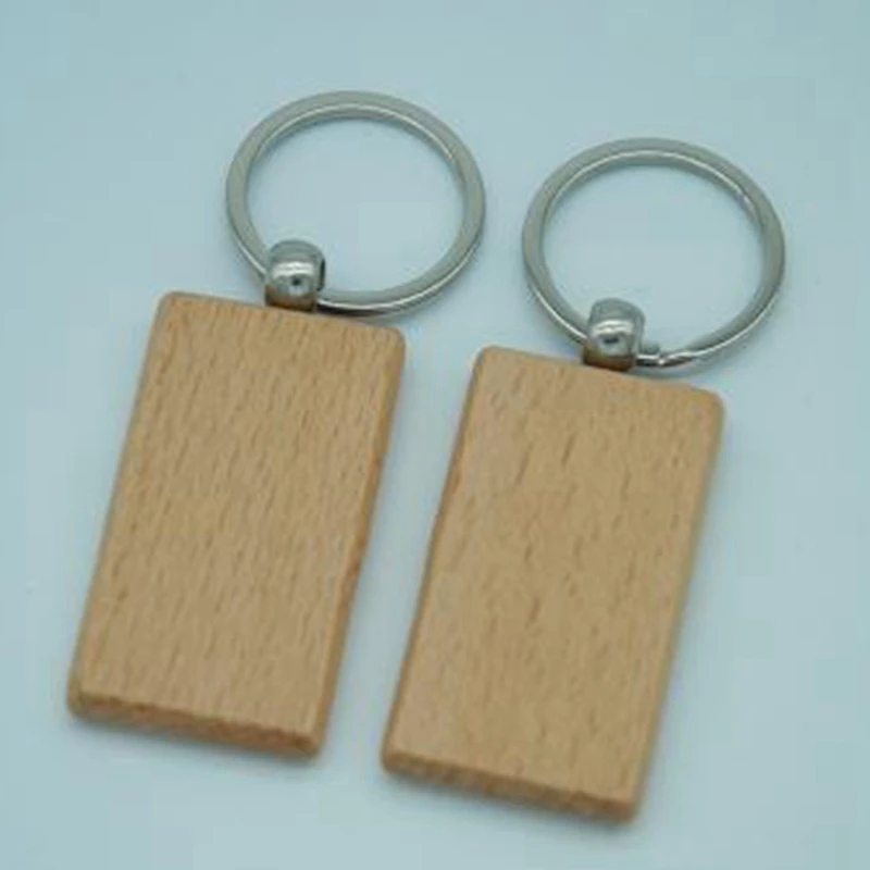60 шт. пустые прямоугольные деревянные брелки для ключей Diy Деревянные брелки для ключей могут гравировать подарки Diy