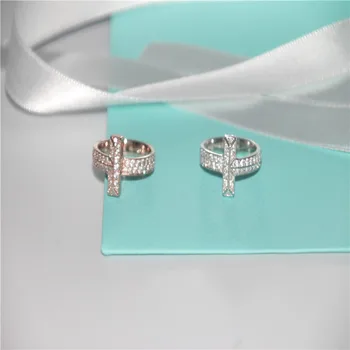 

Tiffon 1 series Wide and narrow version Zircon Ring S925 Sterling silver Jewelry Women Luxury brands Logo Valentine's Day gift