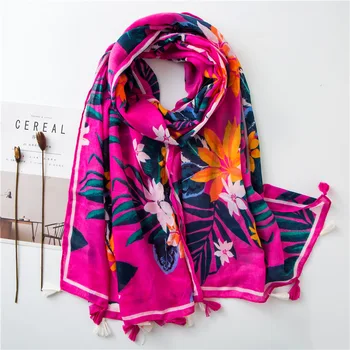 

floral scarf women winter brand ethnic long rose red floral hijab scarf Pashminas Sjaal Muslim snood