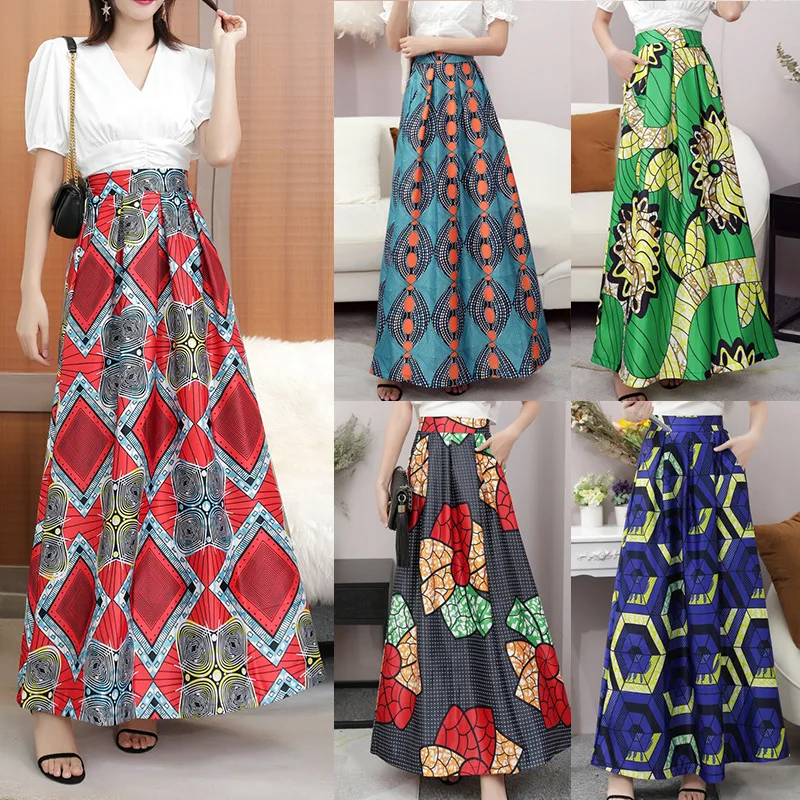 3xl Plus Size Floral Print Vintage Long Skirts For Women Summer 2022