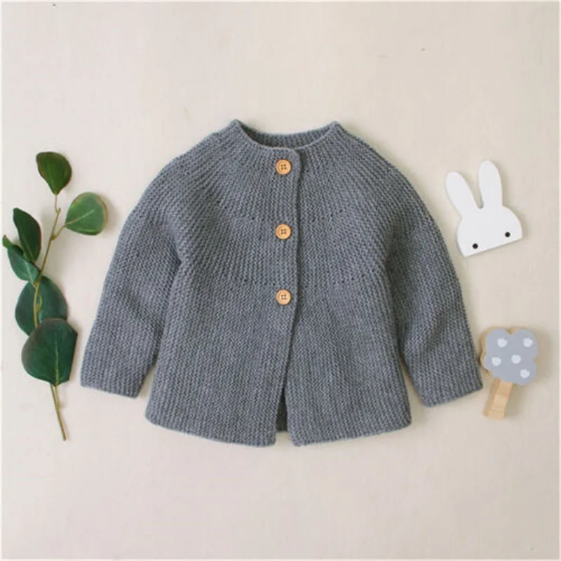 Модный вязаный свитер для новорожденных девочек и мальчиков теплая куртка с длинными рукавами на осень и зиму стильный пиджак на пуговицах одежда для малышей от 0 до 18 месяцев - Цвет: As Photo Show