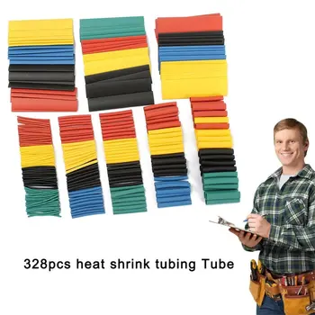 

328Pcs 5 Colors 8 Sizes 2:1 Heat Shrink Tubing Wrap Connection Sleeve Kit Hot Selling Super Deals