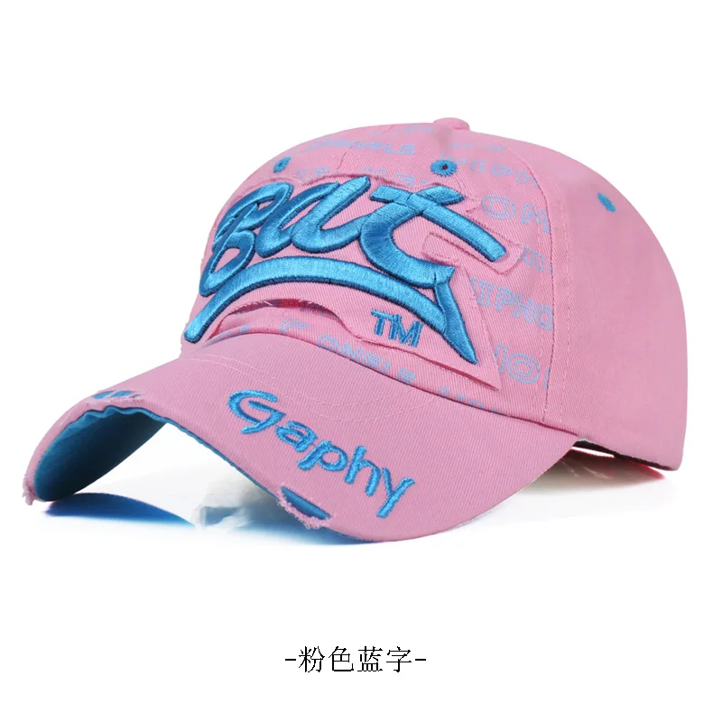 YOYOCORN, потертая шляпа, для папы и женщины, Snapback, головные уборы, для мужчин, модная, винтажная, с буквенным принтом, хлопковая кепка, Мужская бейсболка - Цвет: Розовый