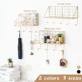 

Creative Simple Nordic Wrought Iron Grid Wall Shelf Ornaments Home Wall Hook Wall Mounted Storage Rack Home Decoration Key Hook