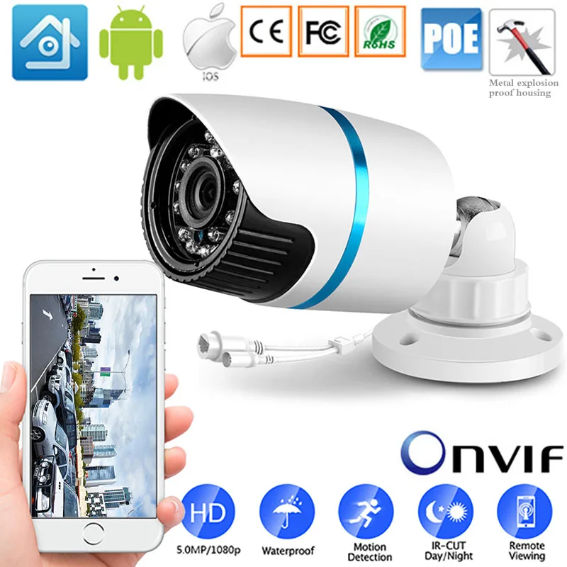 ONVIF наружная Водонепроницаемая CCTV камера P2P видео наблюдение дома для POE NVR 5MP/2MP/3MP