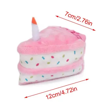 

Pet Dog Cat Cute Plush Birthday Cake Doll Bite-resistant Play Squeaky Chew Toy B0KC