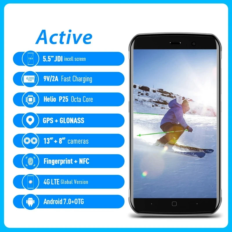 Ponsel Pintar Vernee Aktif Baru 5.5 "4GB 64GB MT6757 Octa Core Baterai Besar 4200MAh NFC IP68 Ponsel Kasar Tahan Air|Ponsel| - AliExpress