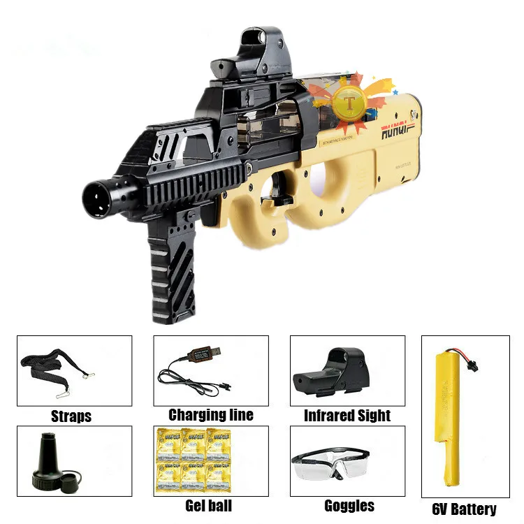 Battleship Электрический P90 граффити издание игрушечный пистолет живой CS штурмовой Бекас моделирование оружие открытый мягкая вода пуля пистолет игрушки для мальчиков Дети - Color: Battleship