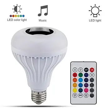 

24-key RGB Colorful Mobile Phone Smart Wireless Remote Control Music Bulb Light 3rd Generation Wireless Sound Bulb E27