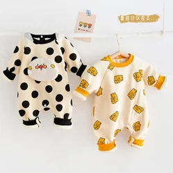 Barboteuse d'hiver pour bébés garçons et filles, doublure en fourrure, combinaisons en polaire, tenue fromage, vêtements pour bébés filles et garçons 