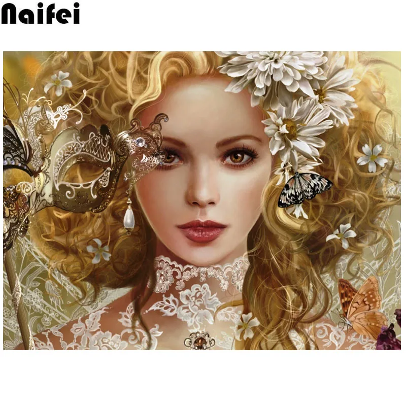 5D Diamond Embroidery Mask girl Square Sets Diy Painting square round drill Cross Stitch Wall Decor Needlework | Дом и сад
