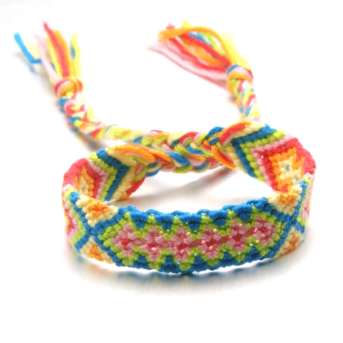 New Boho Rainbow Braided Plaited Ribbon Bracelet Geometric Pattern Cotton Rope Chain Friendship Bangles Handmade Woven Jewelry - Окраска металла: 14