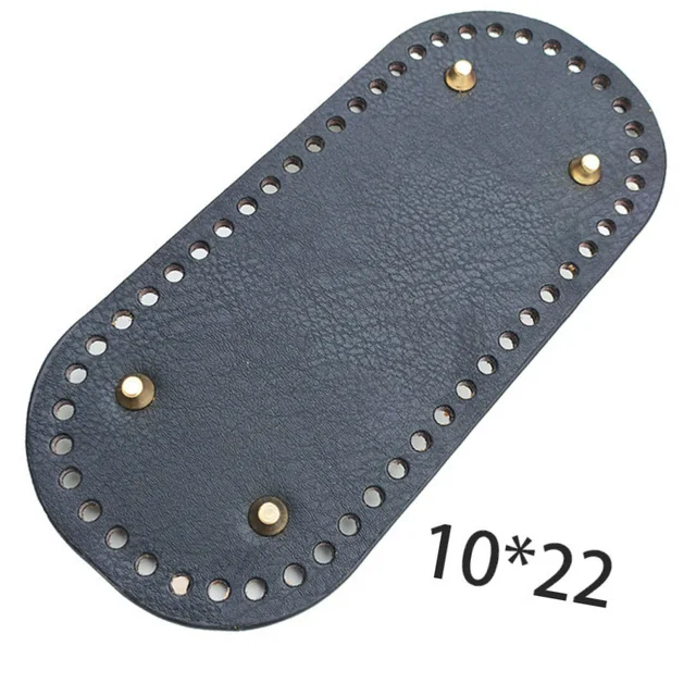 22x10cm Woven Long Bottom for Knitted Bag PU Leather Bag Accessories Handmade Bottom With 52Holes DIY Crochet Bag Bottom black 2