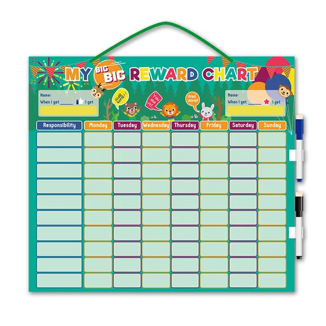 Magnetic Rewards Chart Weekly Planner Behavior Responsibility Chore Wall Hanging Home 1