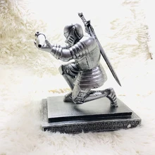 Armor Knight Pen Holder with Sword Accessory Resin Soldier Statue Decoration for Office Home Desktop Organizer
