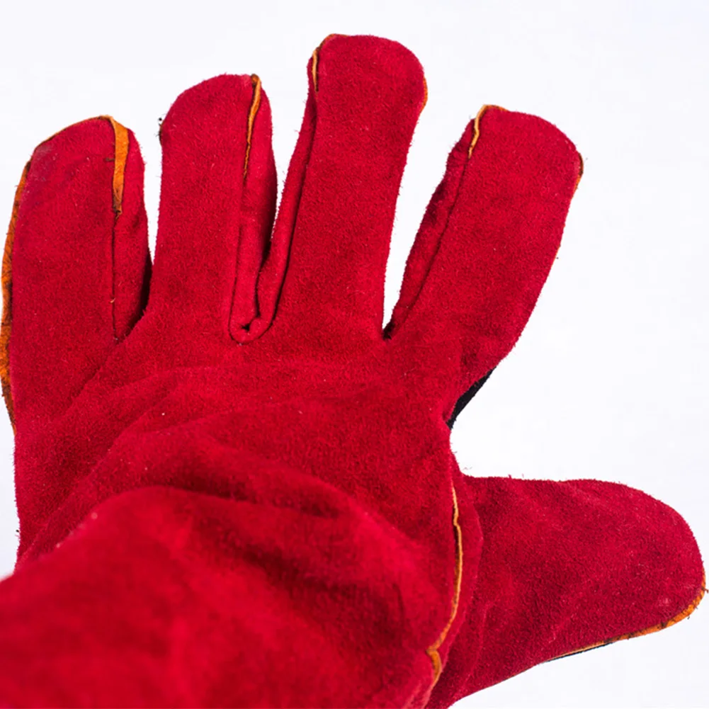 

1 Pair Wood Stove Leather Factory Baking Hand Protection Oven Mitt Welding Gloves Wear Resistant Labour Heat Insulation Thicken