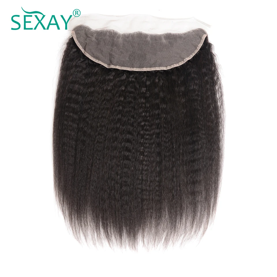  Sexay 13x4 Lace Frontal With Baby Hair Brazilian Kinky Straight Lace Frontal Natural Black Pre-Colo