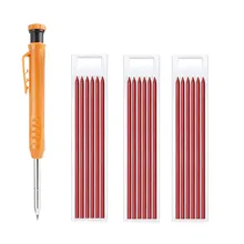

Solid Carpenter Pencil Set Refill Lead For Construction Built-in Sharpener Deep Hole Mechanical Marker Building Woodworking Tool