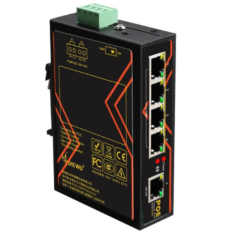 5 Порты промышленный Быстрый Ethernet-коммутатор 10/100 Мбит сетевой коммутатор POE DIN Rail Тип сети RJ45 сетевой адаптер сигнал усиления