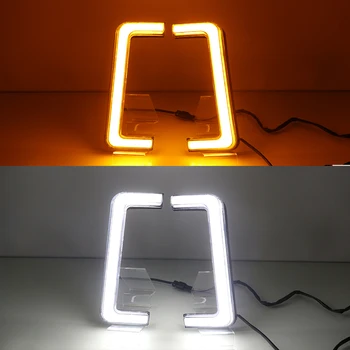 

Car Flashing 1 Set 12V ABS For Ford Raptor F150 F-150 LED DRL Daytime Running Light With Yellow Turn Signal fog lamp daylight