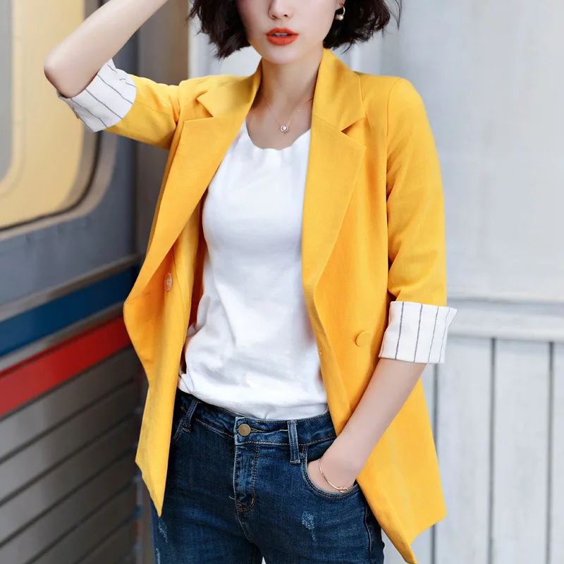 

Mid-length Small Suit Women's 2019 Spring Korean-style Elegant Casual Slim Fit European Goods Retro CHIC Suit Coat Fashion