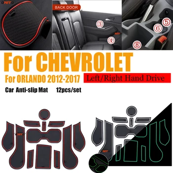 

Left/Right Hand Drive for Chevrolet ORLANDO 2012-201712pcs/set Car Holder Mat Interior Door Groove Mat Pad Covers Cup Cushion