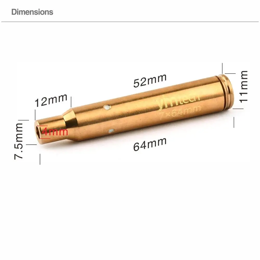 Tactical Red Dot Laser Bore Sighter Laser Sight Scope Cartridge Rifle Collimator 7x64mm Caliber