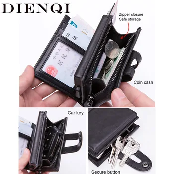 

DIENQI Vintage Leather RFID Blocking Card Wallet Men Smart Business Magic Wallet Big Creditcard Holder Pocket Case Protector Bag