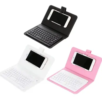 

Wireless Bluetooth Keyboard PU Storage Case Mobile Phone Protective Casing Keypad Cellphone 2-in-1 Storage Protection Case
