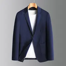 

2022 Spring Autumn Men Smart Casual Blazers Blue Black Notched Collar Buttons On Cuff Design Jacket Suit Male Outfit Garment New