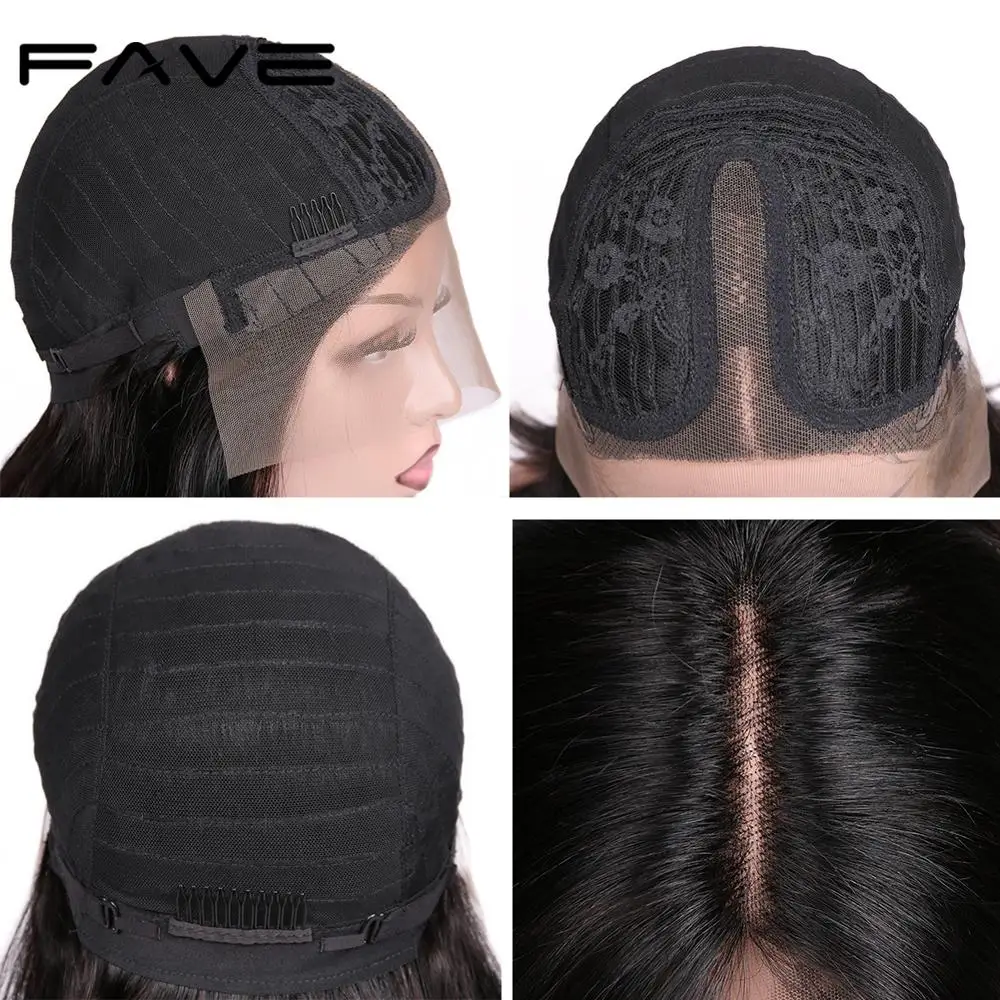 FAVE Lace Front Human Hair Wigs Natural Black Color Short Bob Straight Brazilian Remy Wigs 12-14 inch For Women Cosplay Or Party