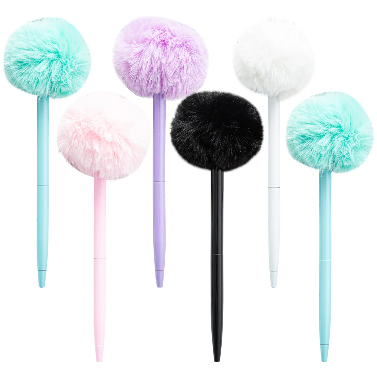 20Pcs/Lot Hot selling promotional Kawaii Bow Pom Pom Shape Plush Pen Fancy Ballpoint Pen for girl with custom logo custom promotional oem customized brochure booklet flyers leaflet pamphlet book