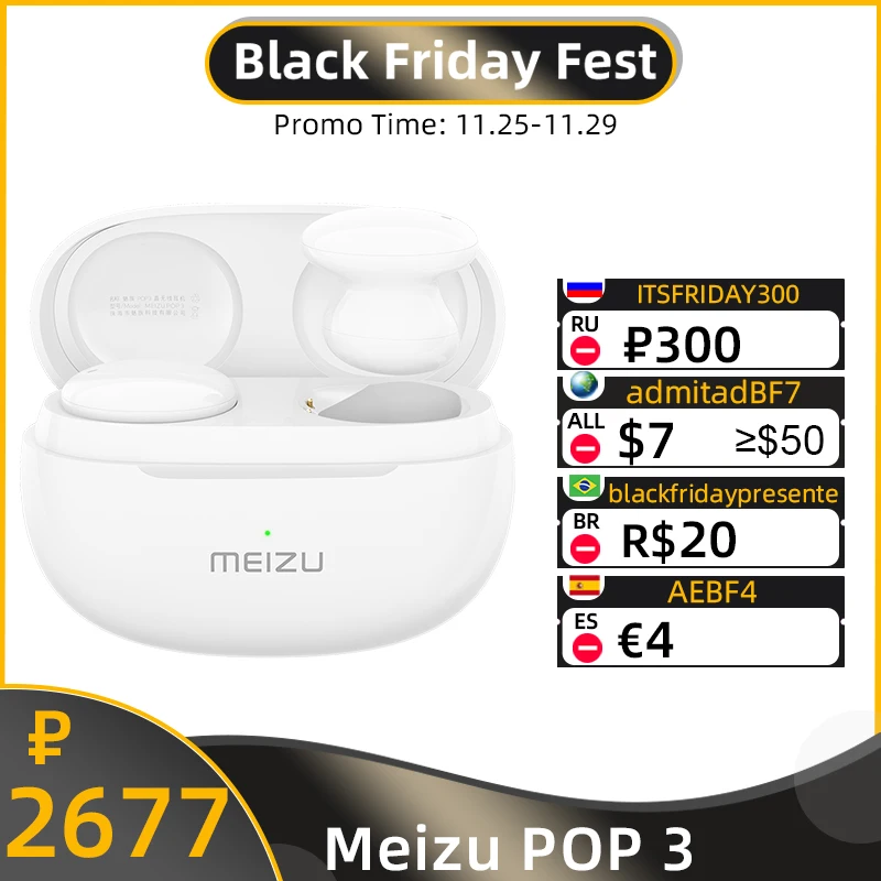 Meizu POP 3 TWS Wireless Earphone Bluetooth 5.2 ENC Earbuds 24 Hours Battery life Headphones IPX5 For 18 Pro 18X | Электроника